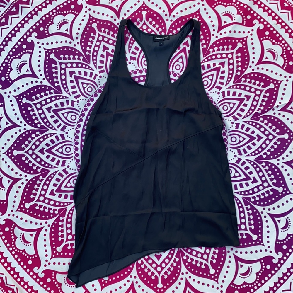 NWT Carbon38 Washed Satin Racerback Tank in Black